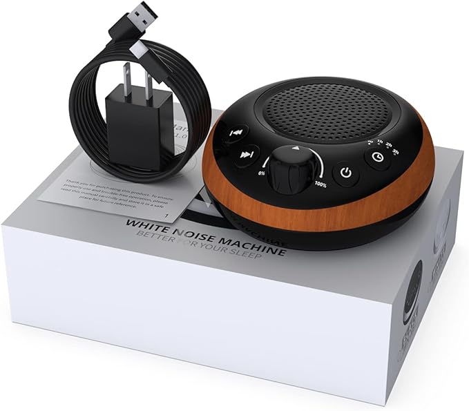 Brown Noise Sound Machine White Noise Machine Nonstop 30 Soothing Sounds Sound Therapy for Baby Kids Adults Sleep Machine 36-Level Vol Auto-Off Timer Memory Function for Home Travel Office