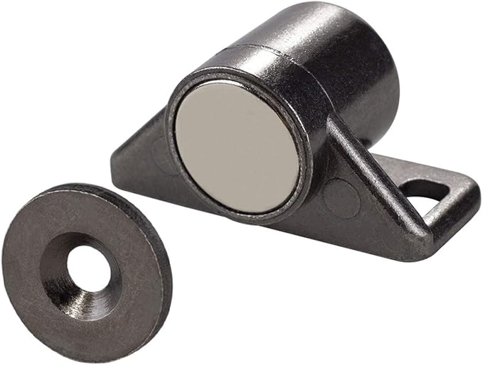 ZFBB4 Pack Magnetic Cabinet Door Catch with Magnets for Cabinet Door Latch Closer, Cabinet Magnetic Catch for Kitchen Closet Door Closing Magnetic Door Catch Closer (Gun Metal 4 Pack)