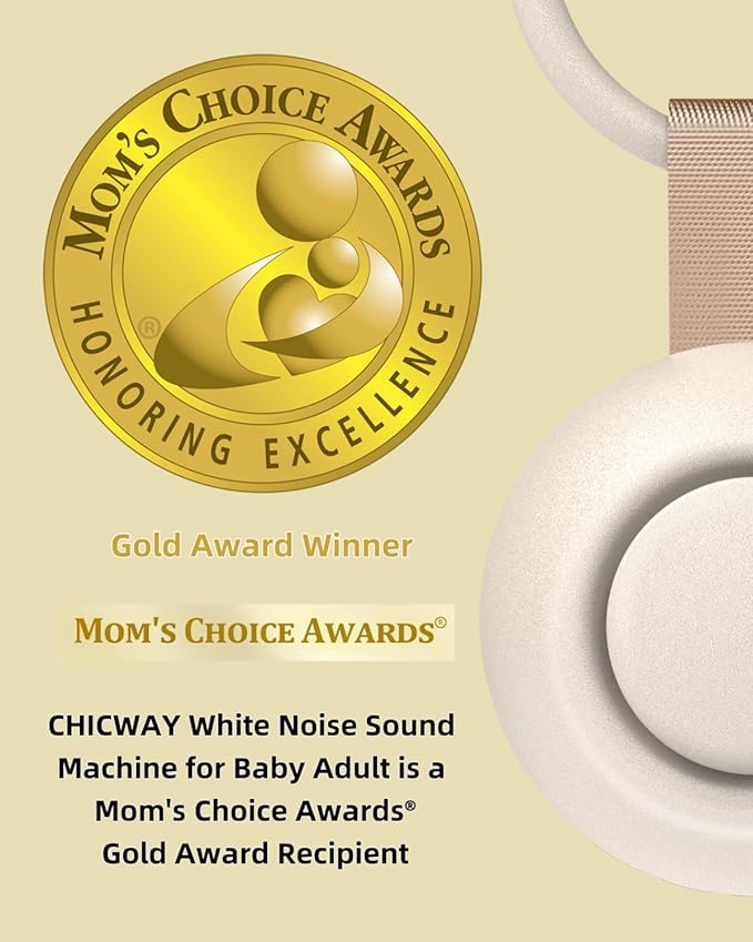 2026 Mom's Choice Awards, Portable Sound Machine for Baby Adult, AI Cry Detection, 18 Soothing Sound, Bluetooth Rechargeable White Noise Machine for Home Office Travel, Nursery Light, Gray