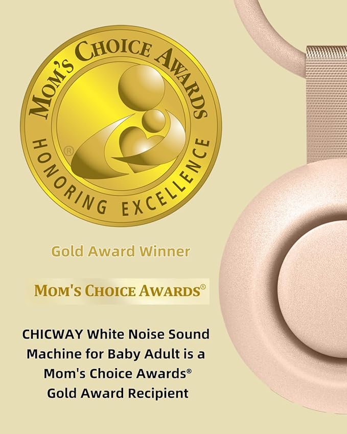 2026 Mom's Choice Awards, Portable Sound Machine for Baby Adult, AI Cry Detection, 18 Soothing Sound, Bluetooth Rechargeable White Noise Machine for Home Office Travel, Nursery Light, Pink