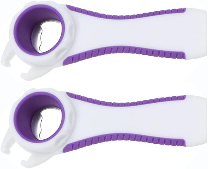 2 pack 5-in-1 Multi Function Plastic Grip Bottle Opener- Easily Opens Twist Caps, Bottle Caps, Canning Lids and Can Tabs (White)