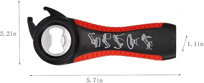 2 pack 5-in-1 Multi Function Plastic Grip Bottle Opener- Easily Opens Twist Caps, Bottle Caps, Canning Lids and Can Tabs (Black)