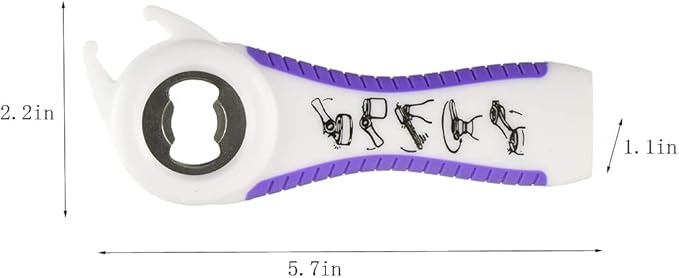 2 pack 5-in-1 Multi Function Plastic Grip Bottle Opener- Easily Opens Twist Caps, Bottle Caps, Canning Lids and Can Tabs (White)