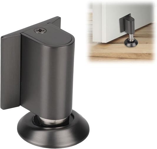 Magnetic Door Wedge Stopper, Heavy Duty No Drill Invisible Door Catch Holder with Screws & Adhesive Floor Mounted Wall & Doors Protector for Home Office (Gray)