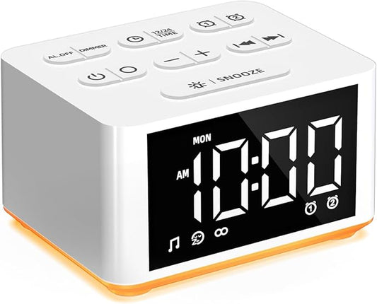 3-in-1 Sound Machine White Noise Machine Dual Alarms 12 Color Night Lights 30 Soothing Sounds 15 Wake Up Sounds 32 Volume for Baby Adults Kids Sleep Timer Memory Function Backup Battery Alarm Clock