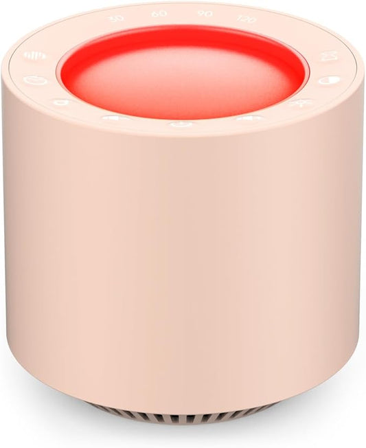 Dimmable Nursery Night Light: Red Light Therapy Sleep Sound Machine with 38 Soothing Sounds & Calming Womb Soother Shusher, Memory Function, White Noise Machine with Timer for Baby Adult Gift (Peach)
