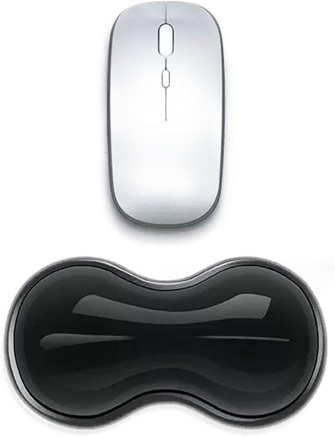 Mouse Wrist Rest Pad, 5.71" Ergonomic Cool Silicone Gel Wrist Support Pad for Effortless Typing & Pain Relief, Non-Slip Base Wrist Support Cushion for Gaming, Computers, Laptops, Office Use Black