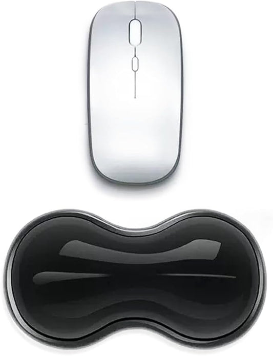 Mouse Wrist Rest Pad, 5.71" Ergonomic Cool Silicone Gel Wrist Support Pad for Effortless Typing & Pain Relief, Non-Slip Base Wrist Support Cushion for Gaming, Computers, Laptops, Office Use Black