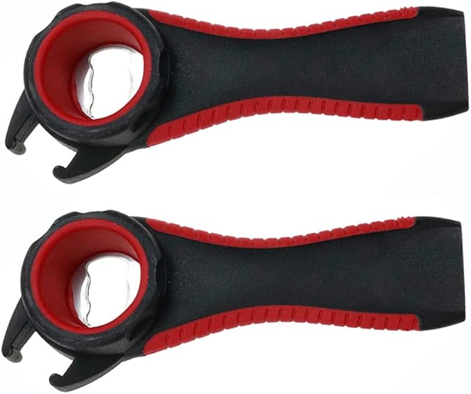 2 pack 5-in-1 Multi Function Plastic Grip Bottle Opener- Easily Opens Twist Caps, Bottle Caps, Canning Lids and Can Tabs (Black)