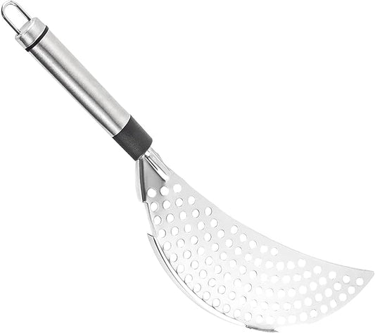 Framendino, Stainless Steel Crescent Pot Strainer Handle Pan Colander for Noodles Vegetables Spaghetti