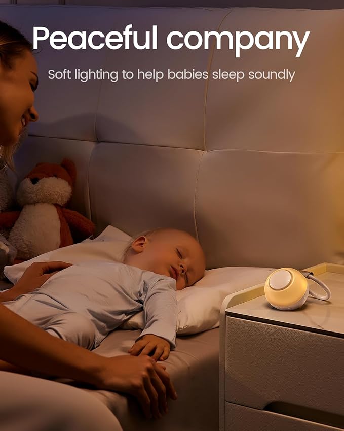 2026 Mom's Choice Awards, Portable Sound Machine for Baby Adult, AI Cry Detection, 18 Soothing Sound, Bluetooth Rechargeable White Noise Machine for Home Office Travel, Nursery Light, Pink