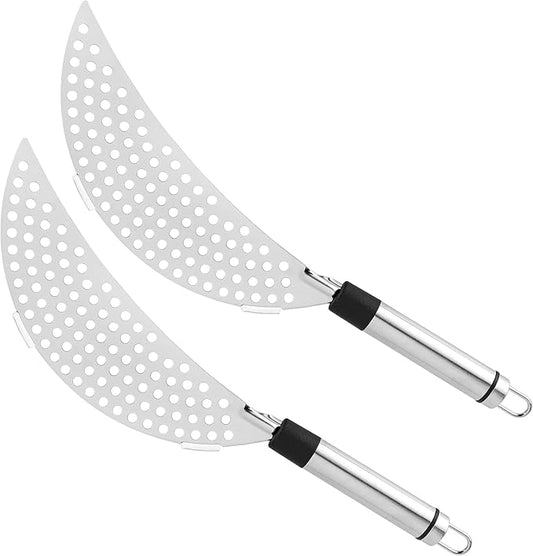 AUEAR, 2 Pack Crescent Pot Strainer Stainless Steel Grease Pasta Insert Drainer with Handheld