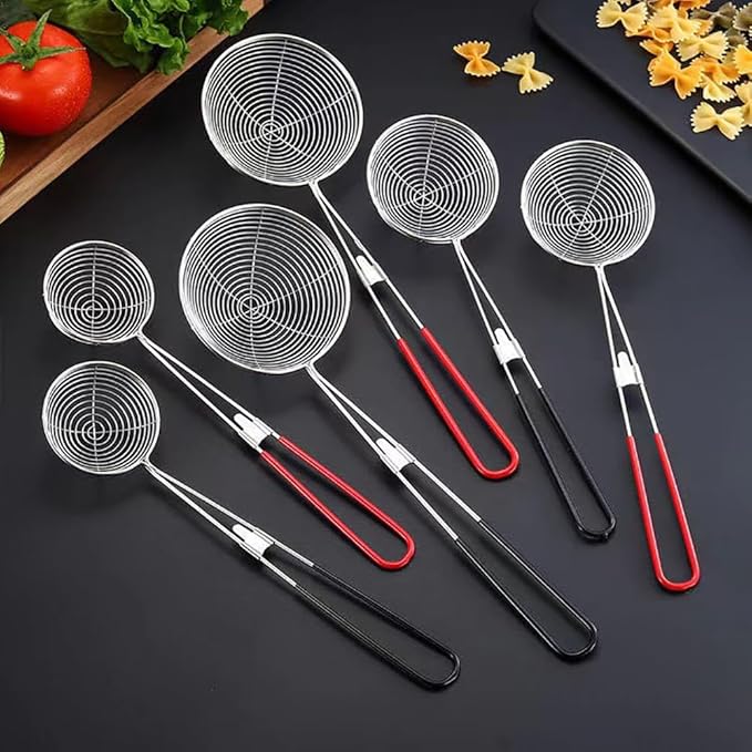 6-Piece 2.5-Inch Stainless Steel Hot Pot Strainer Set - Black