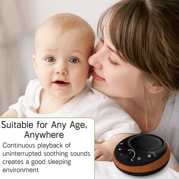 Brown Noise Sound Machine White Noise Machine Nonstop 30 Soothing Sounds Sound Therapy for Baby Kids Adults Sleep Machine 36-Level Vol Auto-Off Timer Memory Function for Home Travel Office