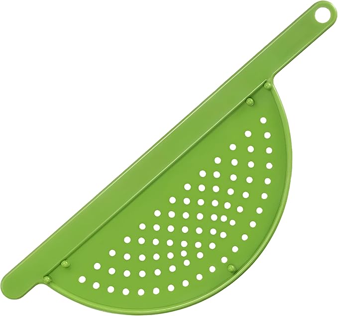 Handheld 13" Pot Strainer – Food Strainer for Pasta, Vegetables & More – BPA-Free Plastic with Anti-Slip Pegs – Fits Most Pots and Pans (1)