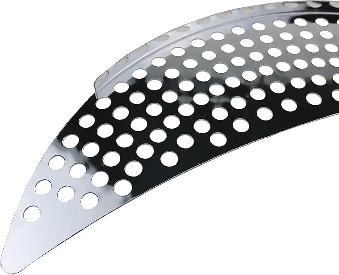 Pierced Crescent Pot Strainer, hand-held stainless steel pasta drainer, pot strainer with handle,which is suitable for different pot kitchen tools (1 pcs, strainer with handle)