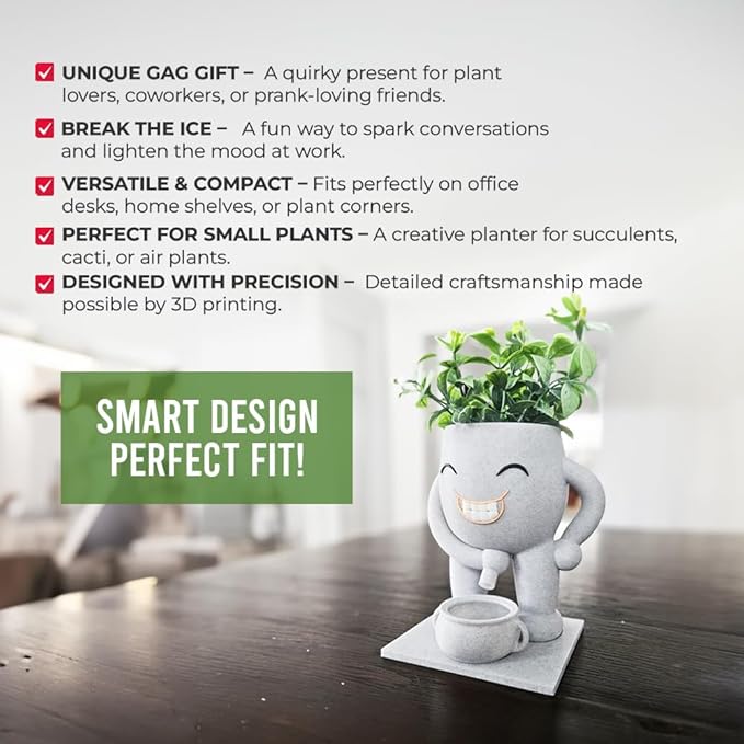 Funny Head Succulent Planter Pot with Drainage Bowl