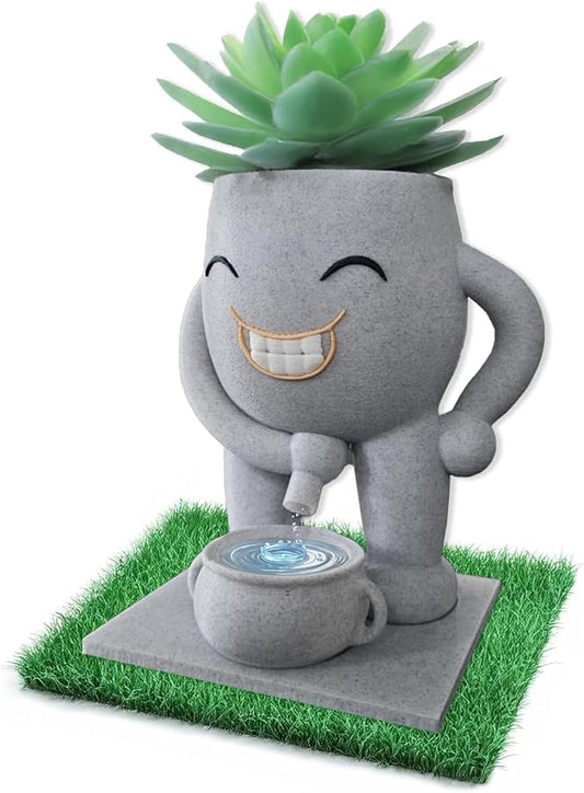 Funny Head Succulent Planter Pot with Drainage Bowl