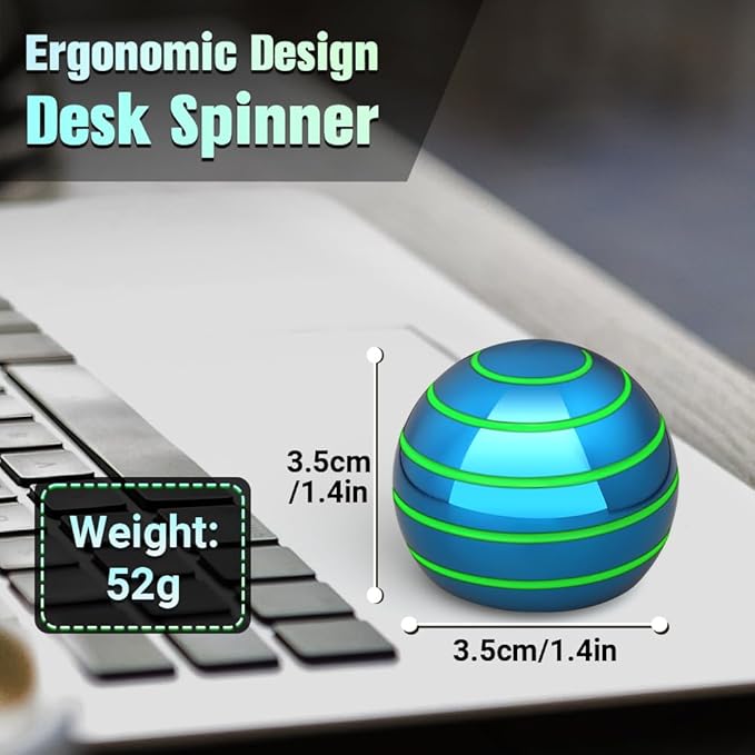 Luminous Desk Spinning Toys for Kids Adults, Metal Optical Illusion Fidget Spinner, Glow in The Dark Kinetic Sterss Ball, Stress Relief ADHD Gifts for Office Classroom Boys Girls Boyfriend