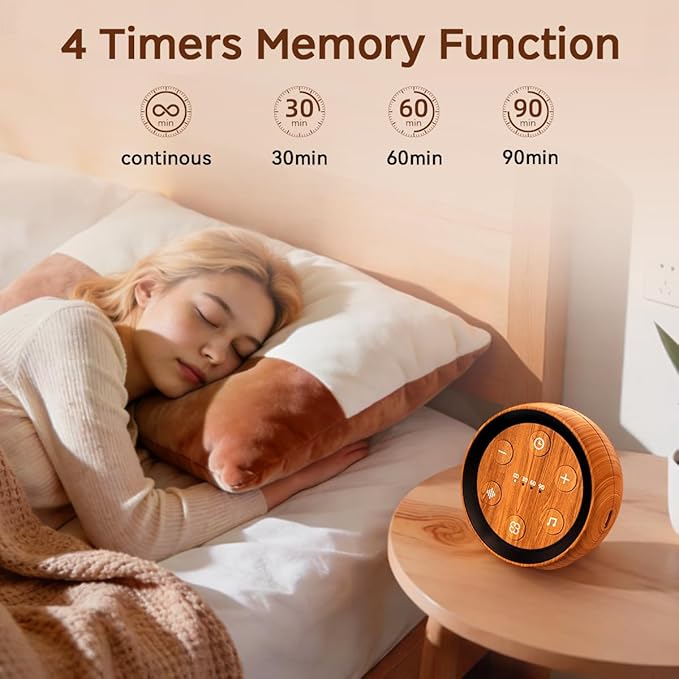 Continuous Sound Machine Battery Small White Noise Machine for Baby Kids Adult with 32 Soothing Sounds 32 Volume Levels Sleep Brown Noise Machine for Travel Office Privacy with 4 Timer & Memory