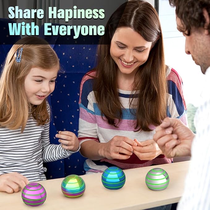 Luminous Desk Spinning Toys for Kids Adults, Metal Optical Illusion Fidget Spinner, Glow in The Dark Kinetic Sterss Ball, Stress Relief ADHD Gifts for Office Classroom Boys Girls Boyfriend