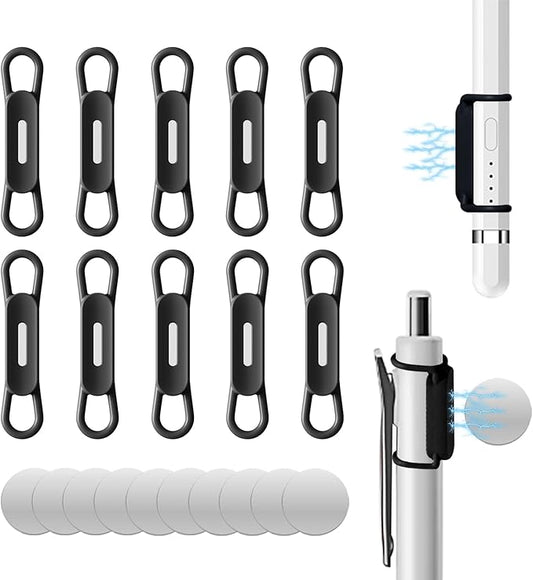 10 Pack Magnetic Pen Holder (Black)