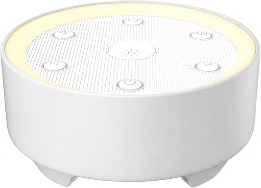 Kipcush White Noise Machine - 21 Soothing Non-Looping Sounds, Dimmable Night Light, & Blind-Touch Buttons | USB-Powered Portable Sleep Therapy for Babies, Adults, Office & Travel - White
