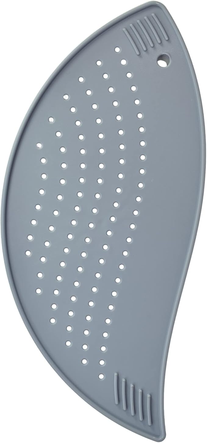 R&M Pot Strainer Great for Straining Pasta, Veggies and More. Flat Surface for Easy Storage, Easy to Clean, Top Rack Dishwasher Safe, Grey