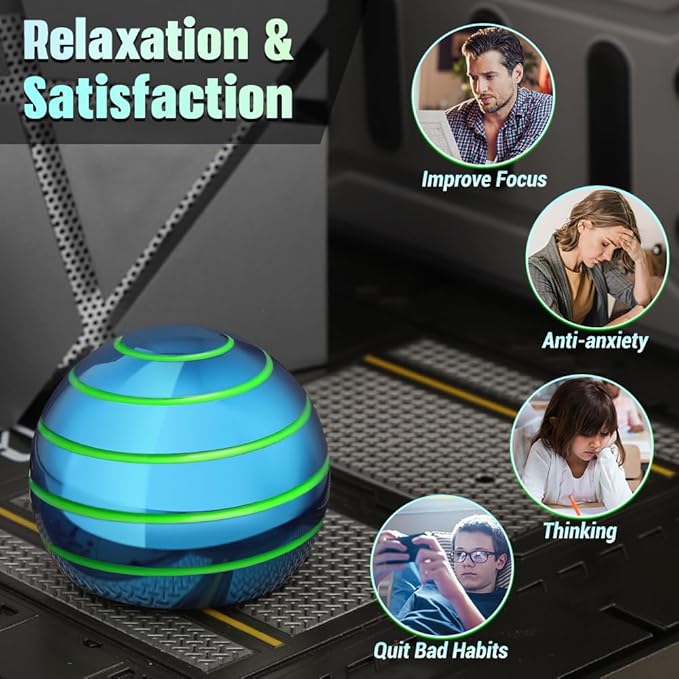 Luminous Desk Spinning Toys for Kids Adults, Metal Optical Illusion Fidget Spinner, Glow in The Dark Kinetic Sterss Ball, Stress Relief ADHD Gifts for Office Classroom Boys Girls Boyfriend