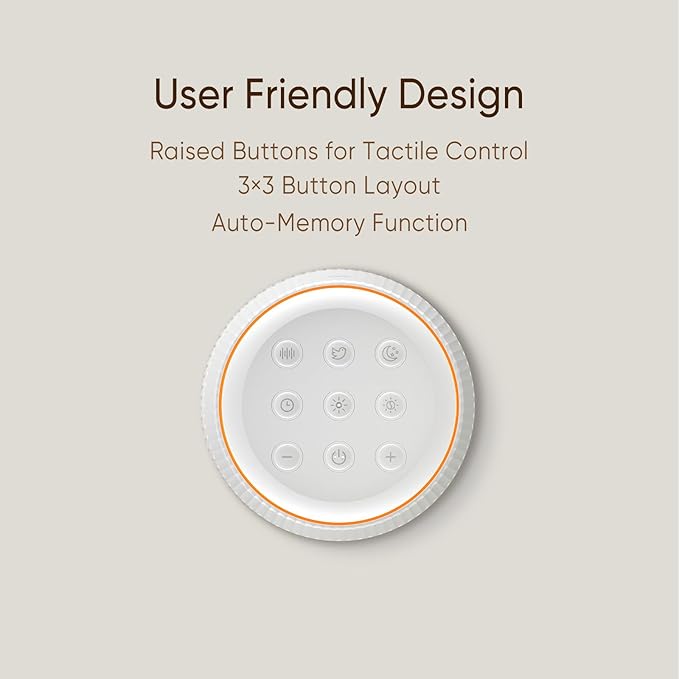 Noise Machine, White Noise Machine for Sleeping Baby Adults – Sound Machine with 8 Night Light Colors, Tap Control, 6 Timer Settings, Auto-Off & Memory, Portable Sleep Soother for Home & Travel