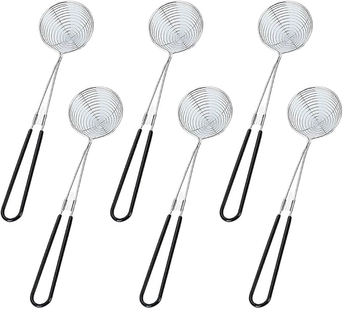 6-Piece 2.5-Inch Stainless Steel Hot Pot Strainer Set - Black