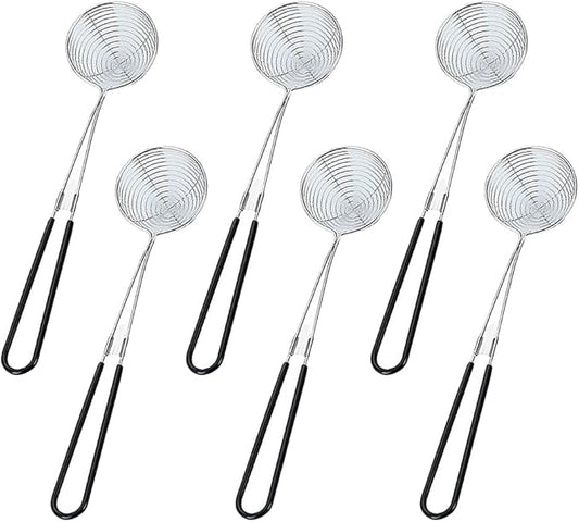 6-Piece 2.5-Inch Stainless Steel Hot Pot Strainer Set - Black