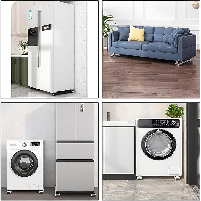 Appliance Rollers Heavy Duty 360°, Extendable Appliance Sliders, Adjustable Furniture Mover Mobile Roller Base, Easily Move Washer and Dryer Machines, Refrigerators, Max 880 LB