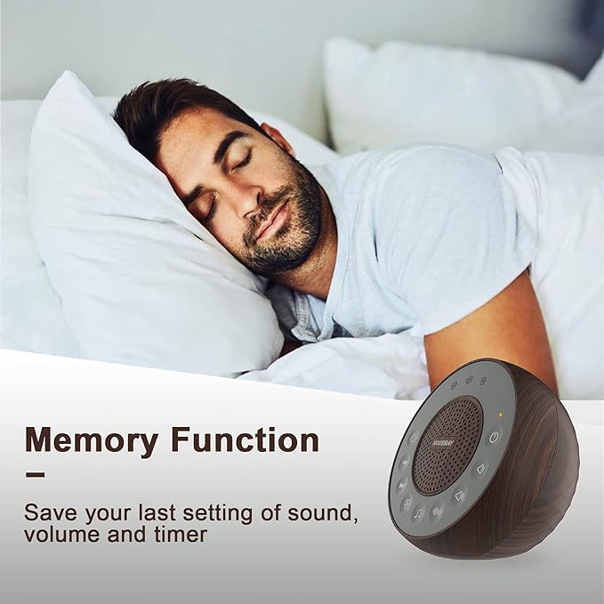 Housbay White Noise Machine with 31 High Fidelity Soothing Sounds, 5W High Power Loud Enough Speaker, Easy Volume Control, Sleep Timer, Sound Machine for Baby, Kids, Adults, Light Sleeper -Wood Grain