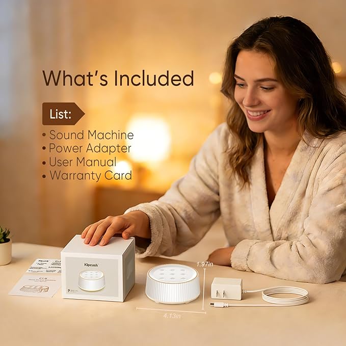 Noise Machine, White Noise Machine for Sleeping Baby Adults – Sound Machine with 8 Night Light Colors, Tap Control, 6 Timer Settings, Auto-Off & Memory, Portable Sleep Soother for Home & Travel