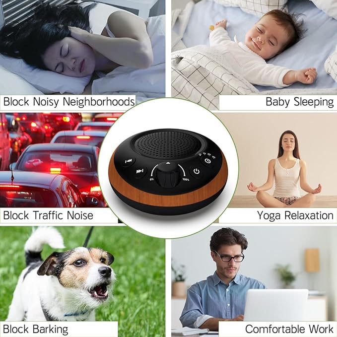 Brown Noise Sound Machine White Noise Machine Nonstop 30 Soothing Sounds Sound Therapy for Baby Kids Adults Sleep Machine 36-Level Vol Auto-Off Timer Memory Function for Home Travel Office