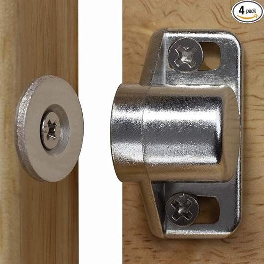 ZFBB4 Pack Magnetic Cabinet Door Catch with Magnets for Cabinet Door Latch Closer, Cabinet Magnetic Catch for Kitchen Closet Door Closing Magnetic Door Catch Closer (Silver 4 Pack)