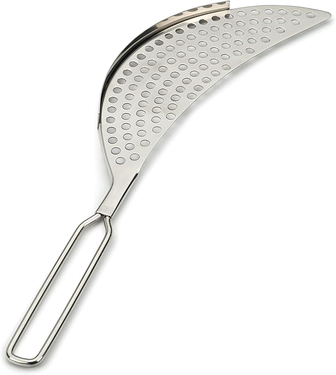 RSVP International Endurance Collection Pierced Crescent Pot Strainer, 14x75x2x75", 18/8 Stainless Steel
