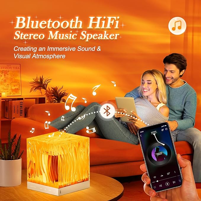 Crystal Lamp for Bedroom, 15 White Noise Machine Room Lights for Bedroom, Bluetooth Music Night Light Projector, RGB Aurora Ocean Light Projector, Remote Dimmable Crystal Table Lamp,Teen Girls Gifts