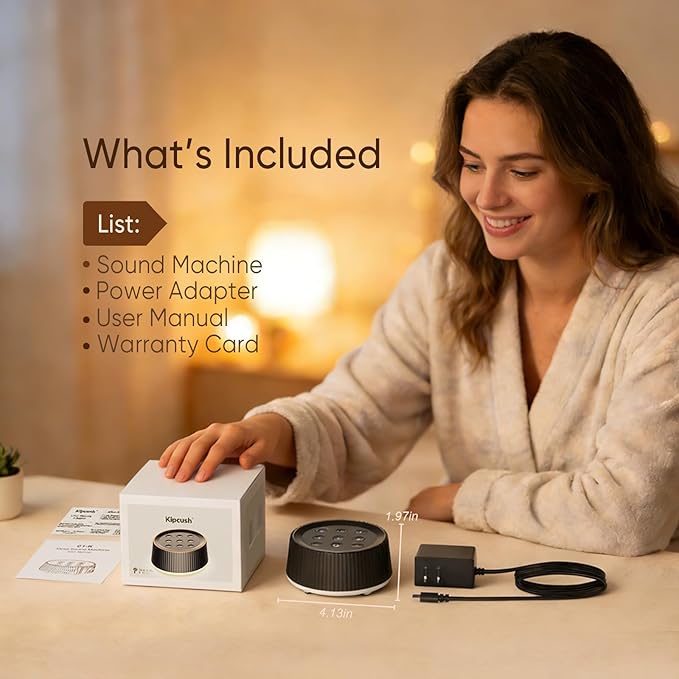 Noise Machine, White Noise Machine for Sleeping Baby & Adults – 26 Soothing Sounds, 8 Night Light Colors, Tap Control, Memory & Timer, Portable Sound Machine for Nursery, Bedroom & Travel