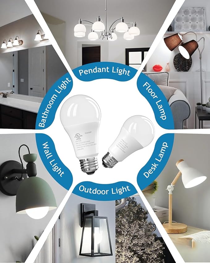 TJOY LED Light Bulbs, 100 Watt Equivalent A19, 5000K Daylight LED Bulb, 15W Bright White Energy Saving Lightbulbs with E26 Standard Base, 1500 Lumens Non Dimmable Lamp for Home Bedroom Indoor, 4 Pack