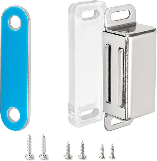 whitesnow Magnetic Cabinet Latch Metal Magnet Door Catch Closure Hardware for Cupboard Shutter, Pack of 4