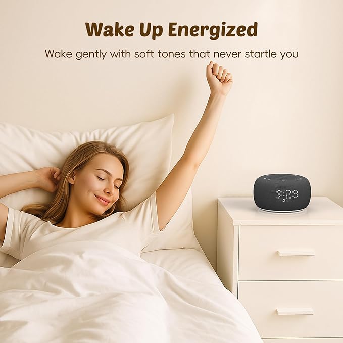 Buffbee Pro 2nd Gen – Upgraded Rechargeable Battery | 3-in-1 White Noise Machine for Sleep, Alarm Clock & Bluetooth Speaker, 25 Sleep Sounds, Portable for Travel & Bedroom