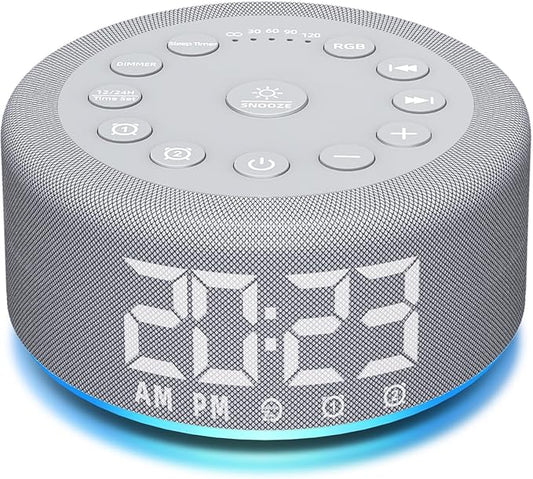 Plug-in Sound White Noise Machine Brown Noise Machine & Alarm Clock with Rechargeable Backup Battery Night Light Dual Alarms 30 Sleeping Sounds for Baby Kids Adults 5 Timers 15 Wake Up Sounds & Memory