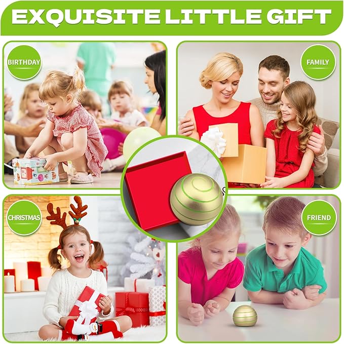 Luminous Desk Spinning Toys for Kids Adults, Metal Kinetic Stress Ball, Optical Illusion Fidget Spinner, Glow in The Dark Fingertip for Office Classroom, Stress Relief Anti Anxiety Birthday Gifts