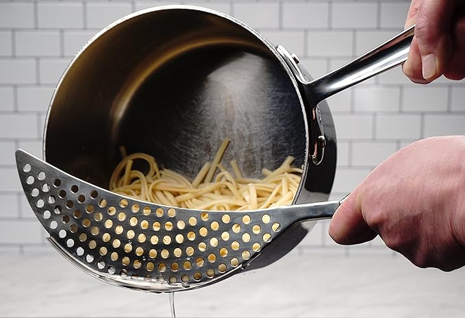 RSVP International Endurance Collection Pierced Crescent Pot Strainer, 14x75x2x75", 18/8 Stainless Steel