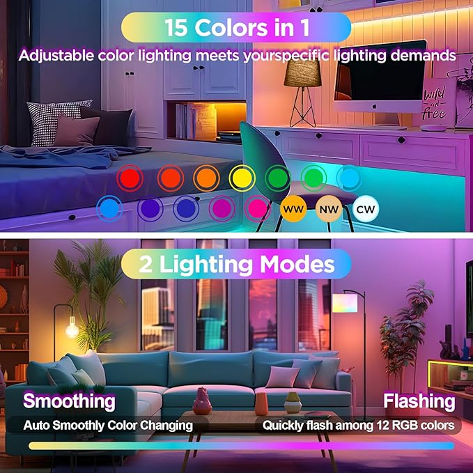 Yochoice 4-Pack E12 Rechargeable Battery Operated Light Bulb with Remote, Dimmable LED Bulb with 15 Colors Selectable & 3 Timer, Wireless Detachable Puck Light Bulb for Wall Sconce, Non-Hardwired